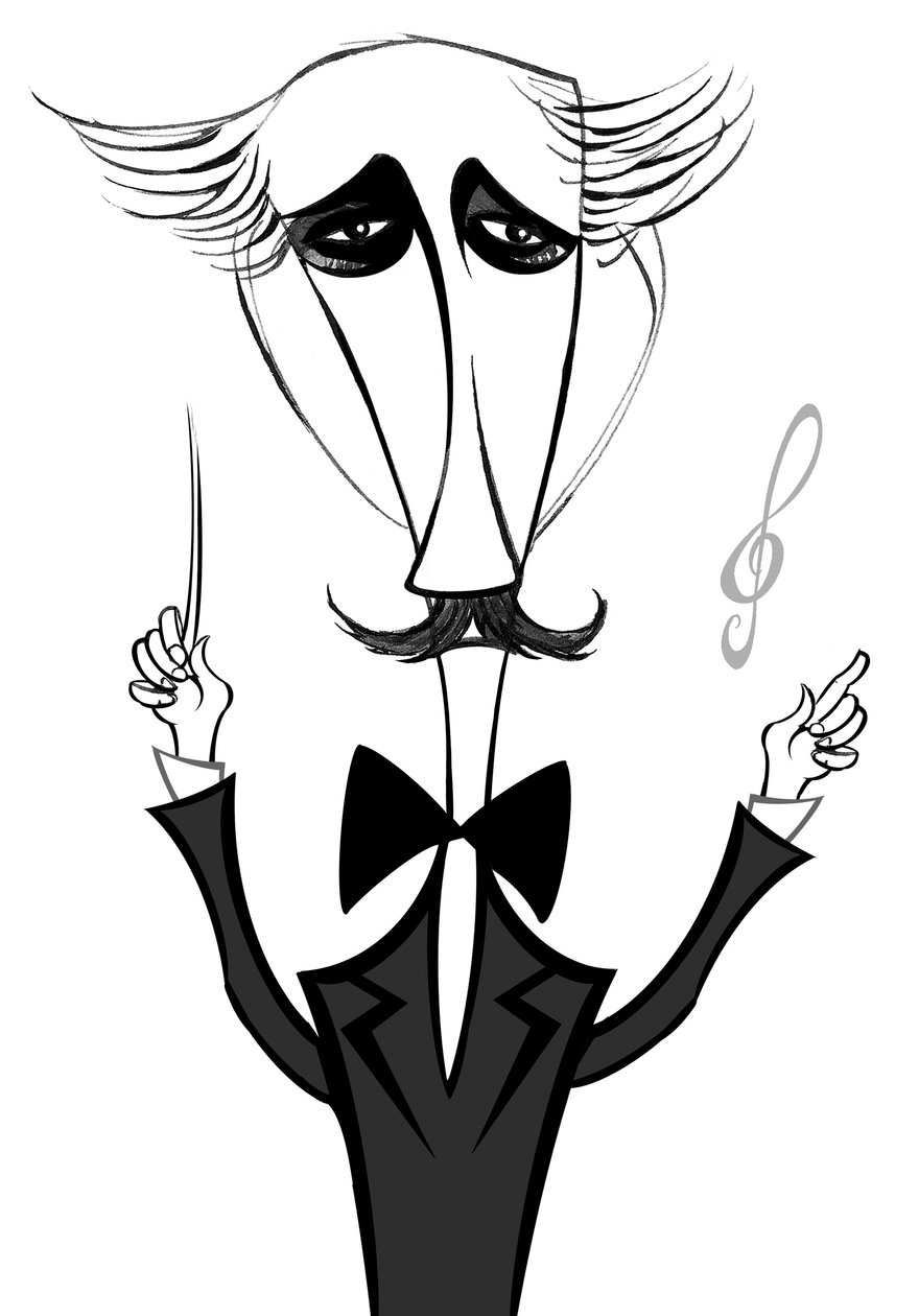 Arturo Toscanini, maestro italiano, (1867 - 1957) caricatura de Neale Osborne