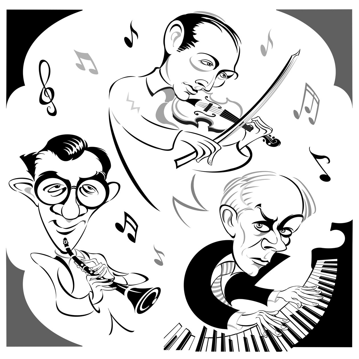 Bela Bartok ao piano, o clarinetista americano Benny Goodman (1909-86) e o violinista húngaro Joseph Szigeti (1892-1973), o trio que fez a primeira gravação de Contrastes em 1940 - uma torta de câmara de Neale Osborne