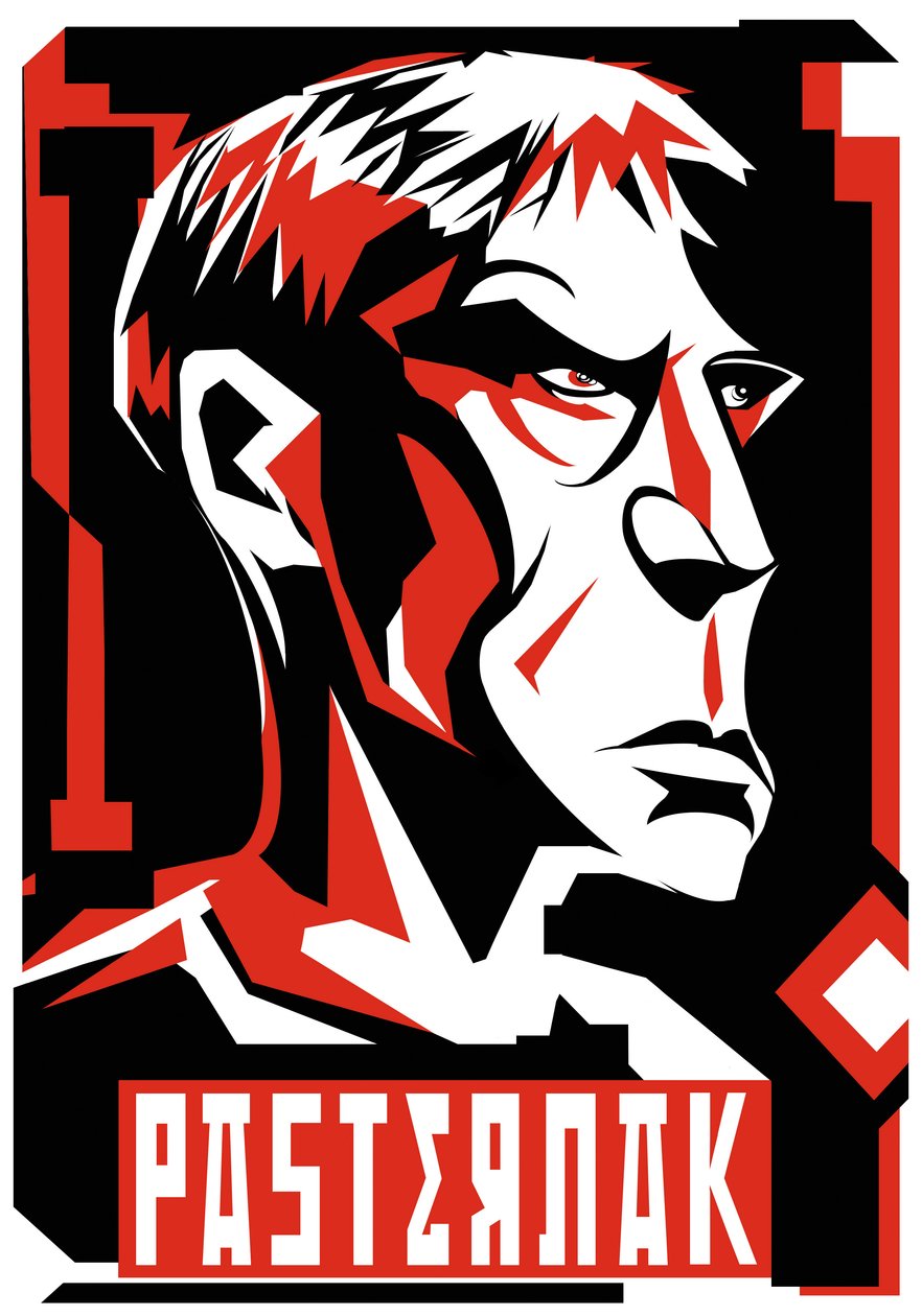 Boris Pasternak, poeta e romancista russo (1890-1960), versão gráfica vermelha de cima de Neale Osborne