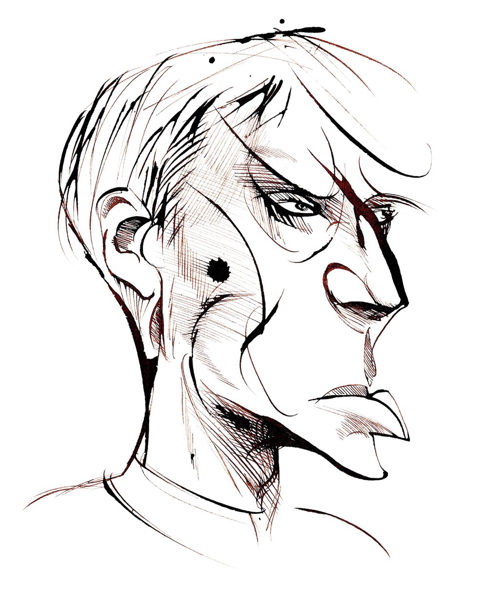 Boris Pasternak, poeta e romancista russo (1890-1960), caricatura da linha sépia de Neale Osborne