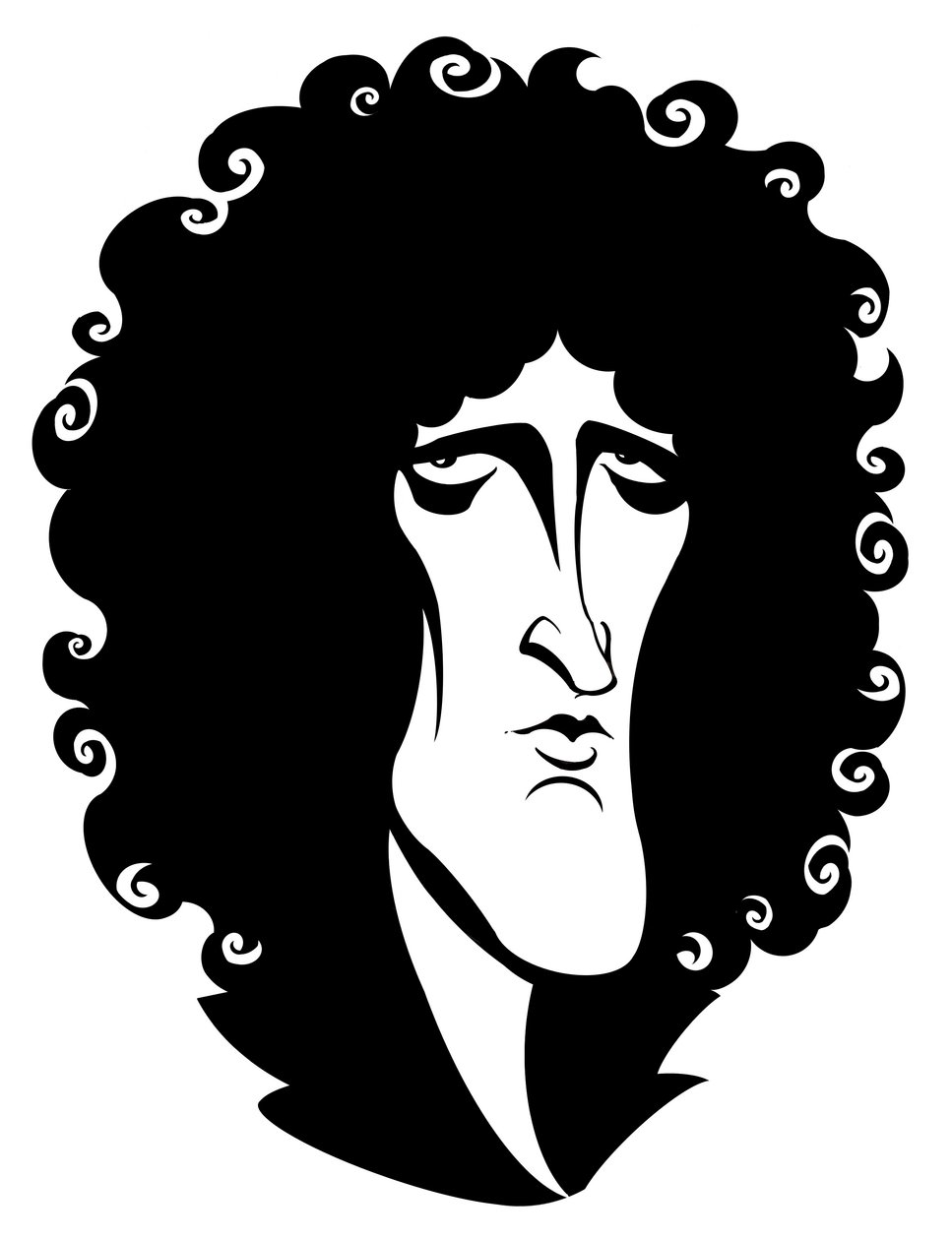 Brian May, compositor, multi-instrumentista e vocalista; guitarrista da banda de rock britânica Queen de Neale Osborne