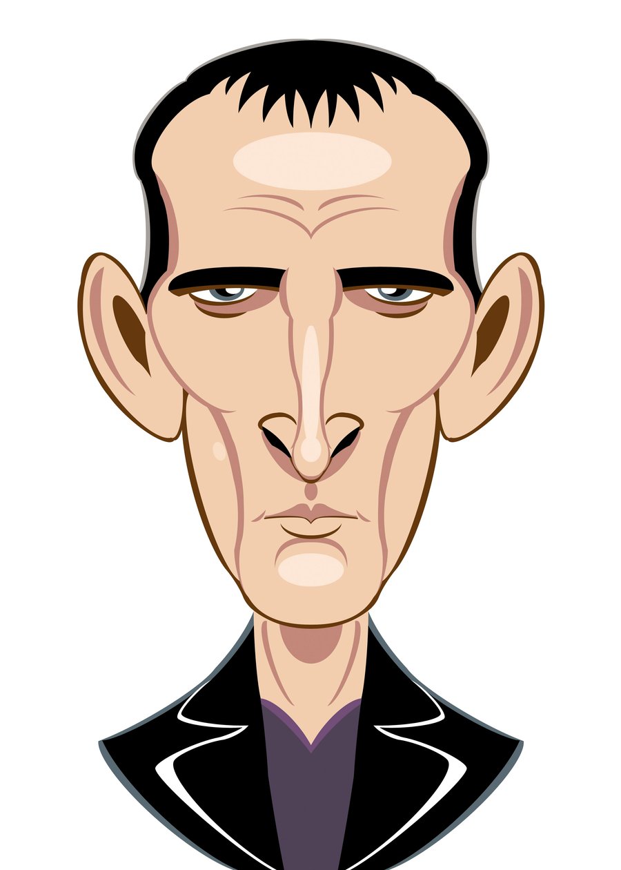 Christopher Eccleston como Doctor Who - caricatura de Neale Osborne