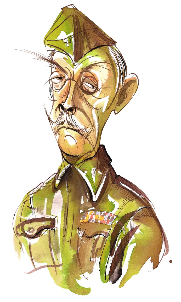 Clive Dunn como Lance-Corporal Jack Jones na comédia de televisão da BBC Dads Army de Neale Osborne