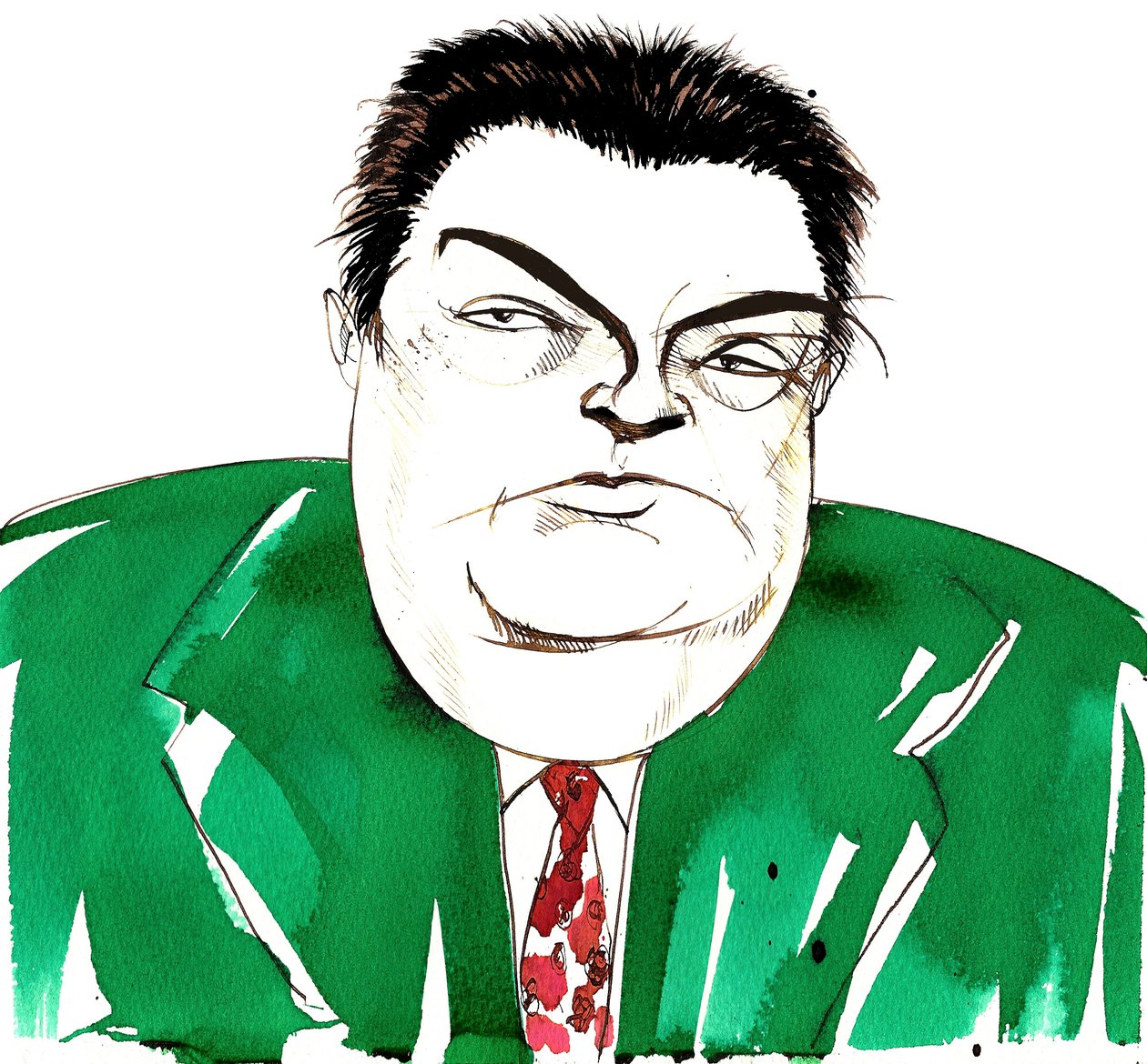 Darius Milhaud (1892 - 1974) Compositor francês, professor e membro do Les Six, caricatura de Neale Osborne