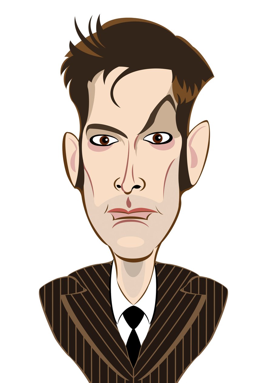 David Tennant como Doctor Who - caricatura de Neale Osborne