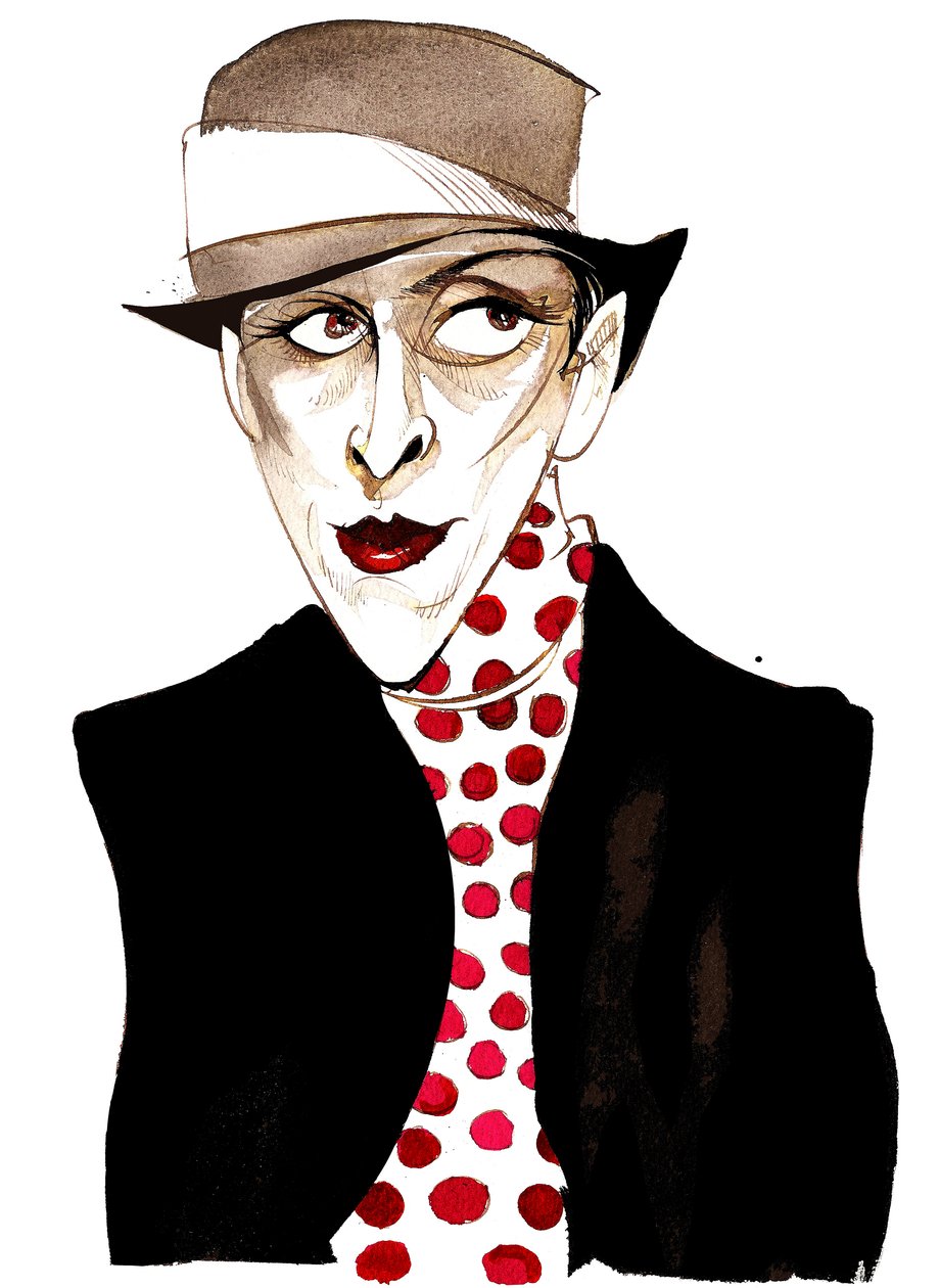 Djuna Barnes, influente escritor e artista norte-americano modernista; caricatureDB: 12 de junho de 1892 - 18 de junho de 1982 de Neale Osborne