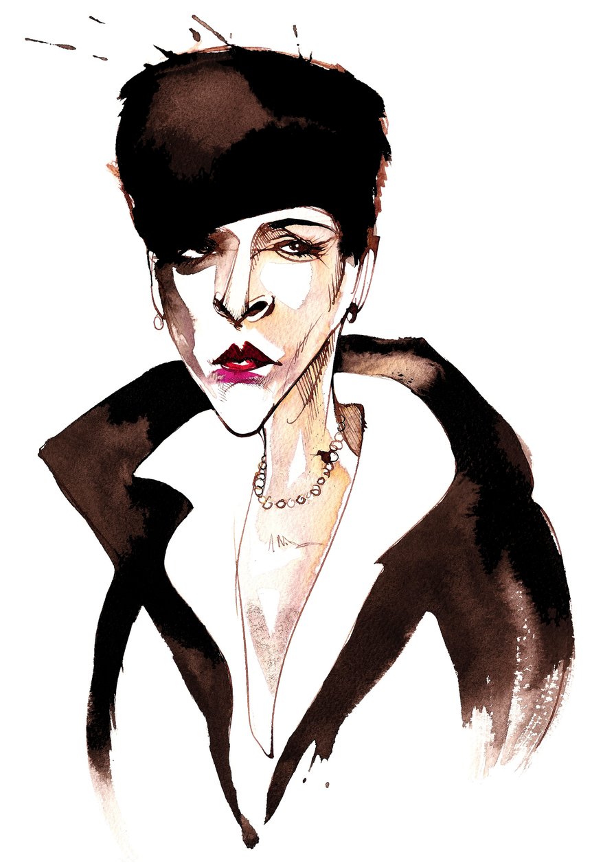 Djuna Barnes, influente escritor e artista norte-americano modernista; caricatureDB: 12 de junho de 1892 - 18 de junho de 1982 de Neale Osborne