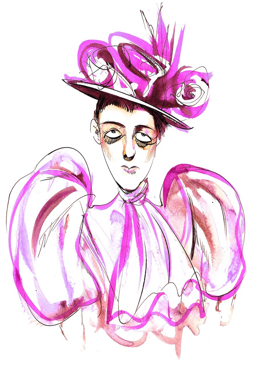 Edith Wharton - caricatura colorida de romancista americano e escritor de contos (1861-1937) de Neale Osborne