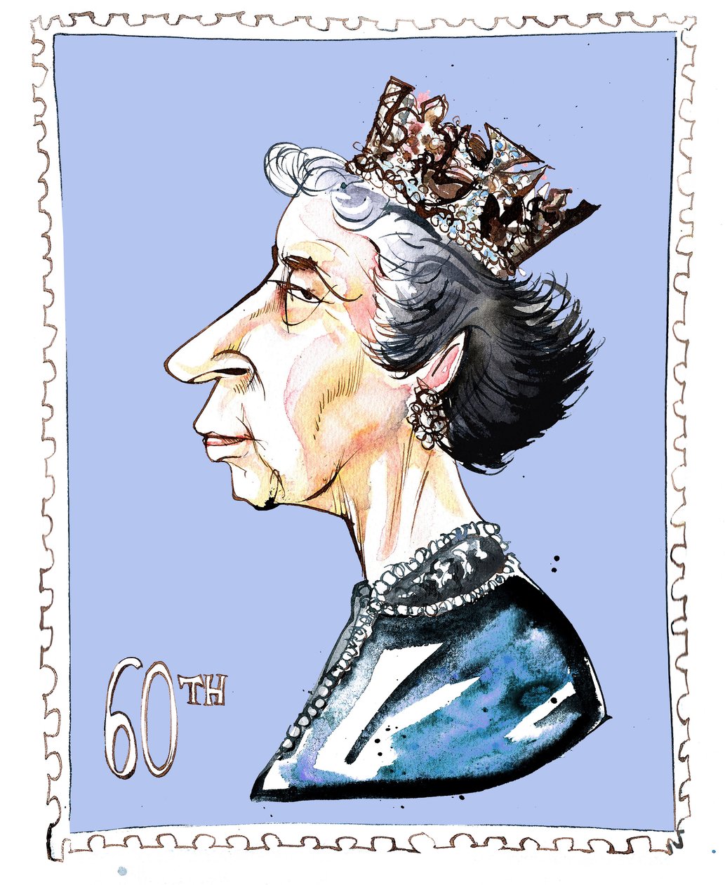 Elizabeth Windsor - caricatura de Neale Osborne