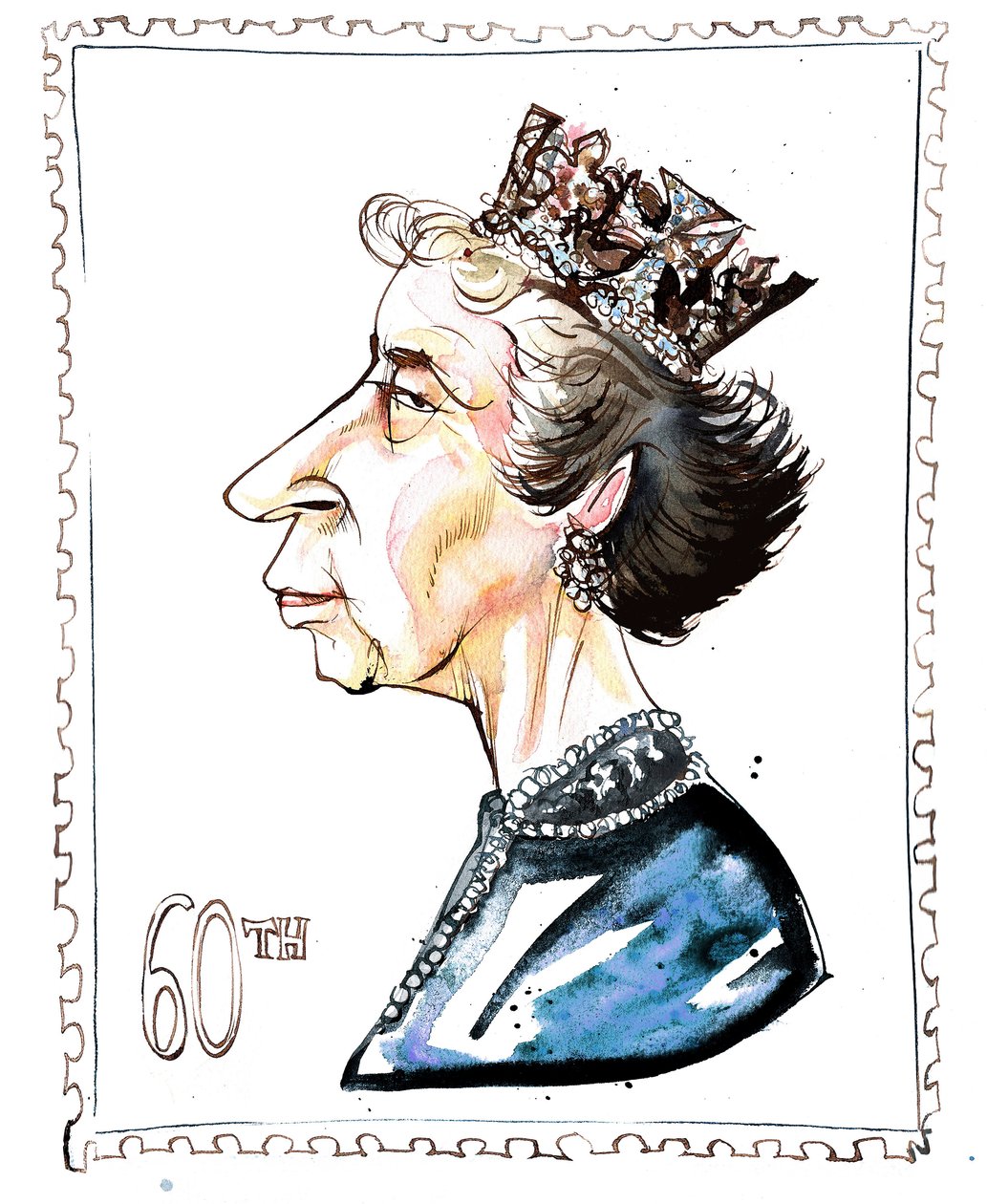 Elizabeth Windsor - caricatura de Neale Osborne