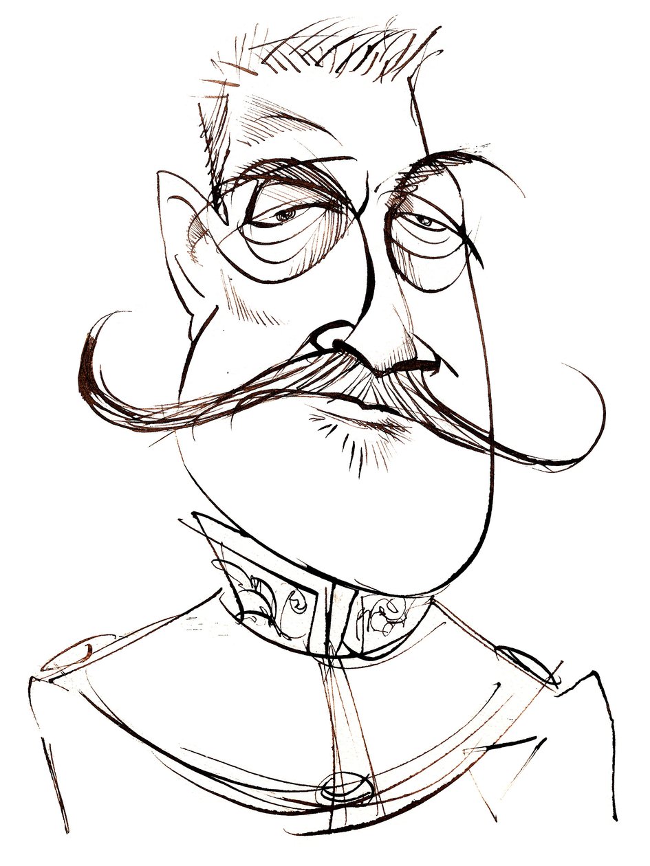 Ferdinand Foch -French Marshall (1851-1929); caricatura de Neale Osborne