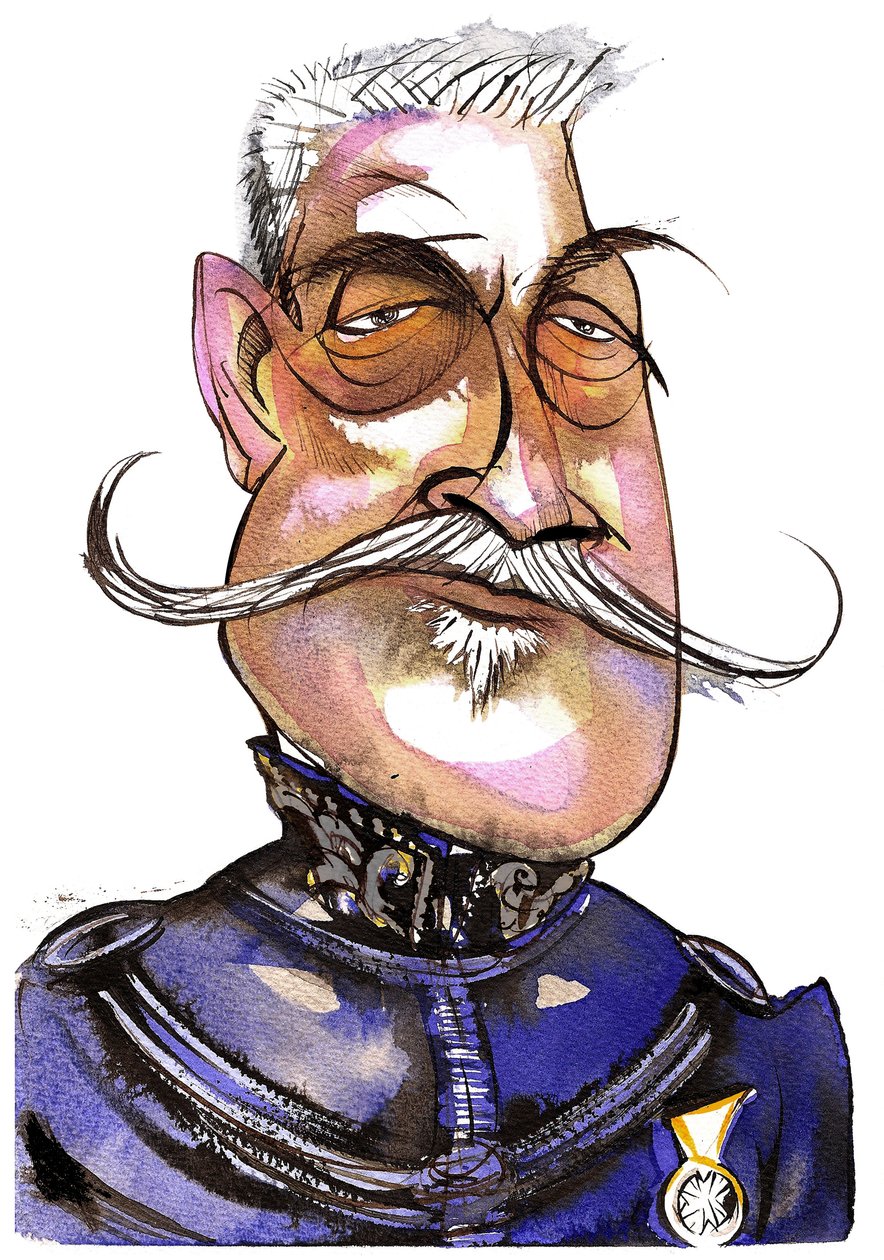 Ferdinand Foch-Marshall francês (1851-1929); caricatura de cores de Neale Osborne