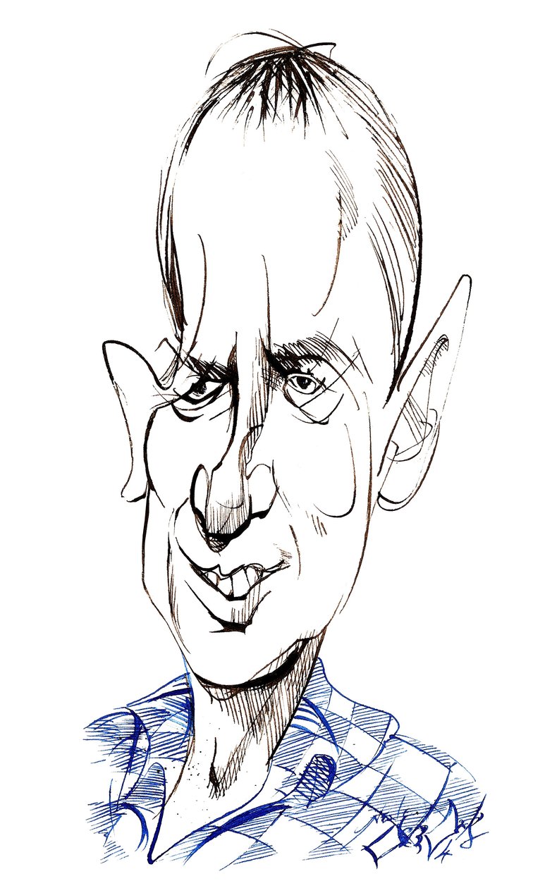 Frank Skinner - caricatura de comediante, ator, escritor e apresentador inglês, nascido em 1957 de Neale Osborne