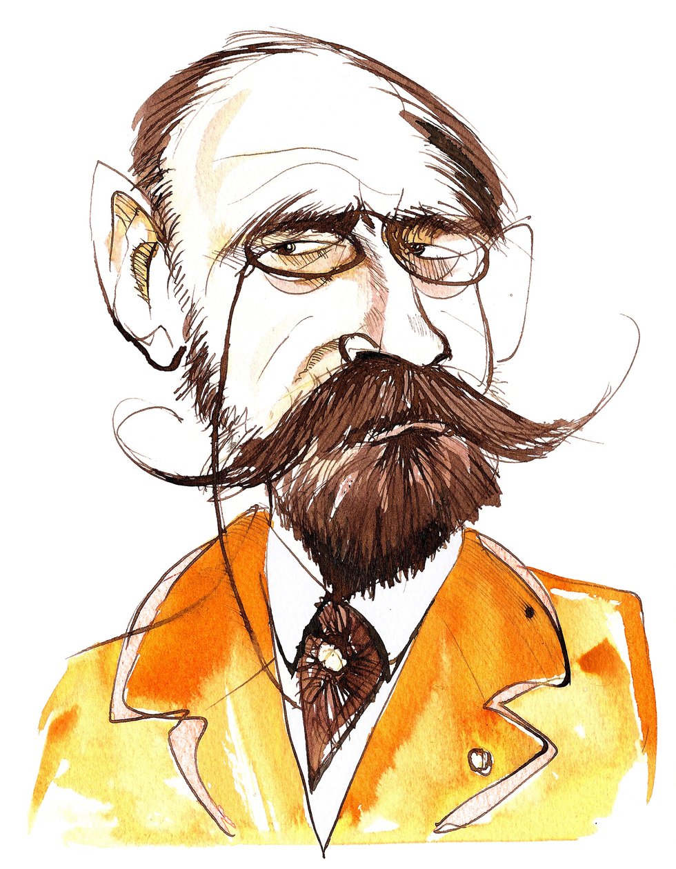 Romancista francês Emile Zola (1840-1902); caricatura de Neale Osborne