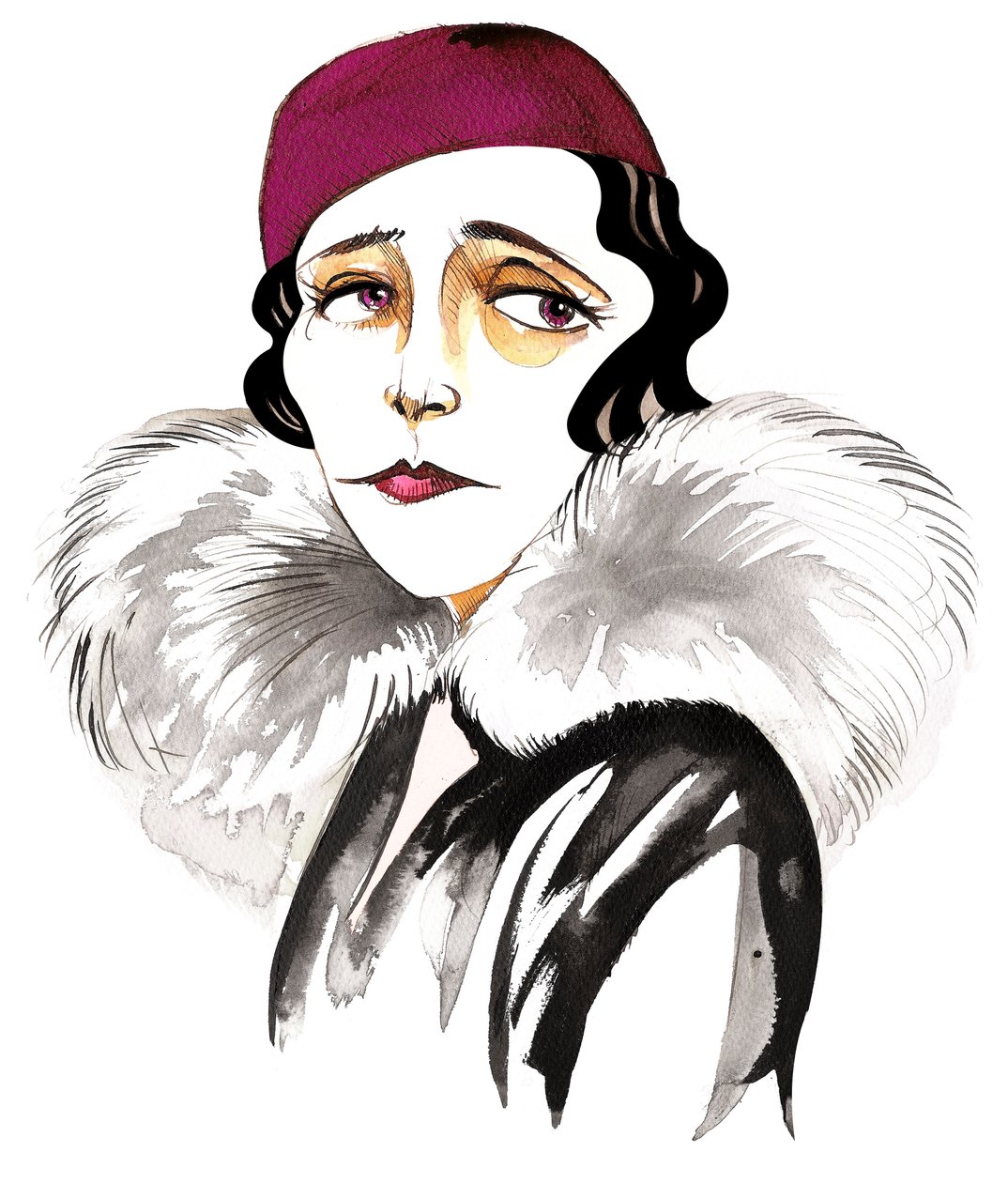 Germaine Tailleferre, compositor francês, pianista e membro da caricatura “Les Six” (1892 - 1983) de Neale Osborne