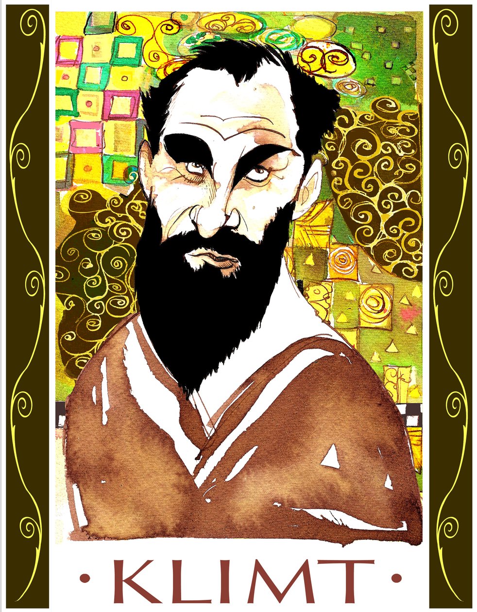 Gustav Klimt - caricatura de cores de Neale Osborne