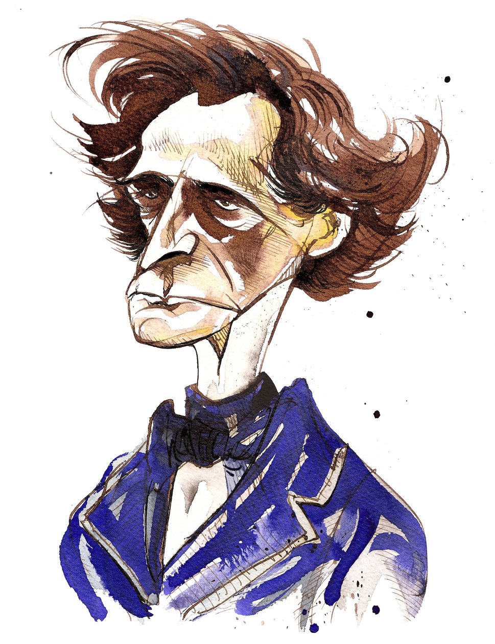 Hector Berlioz (compositor francês, 1803-69) caricatura de cores de Neale Osborne