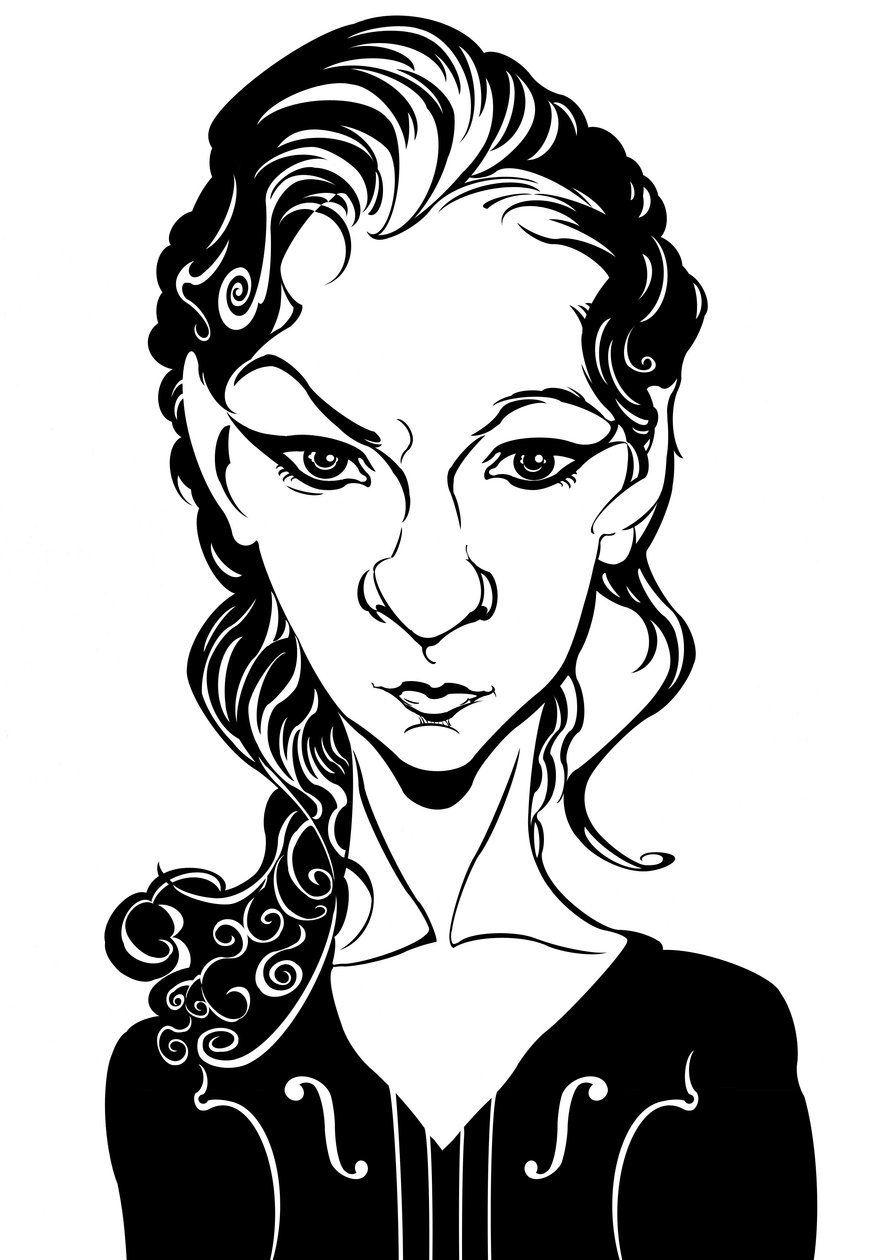 Hilary Hahn - caricatura do violinista americano de Neale Osborne