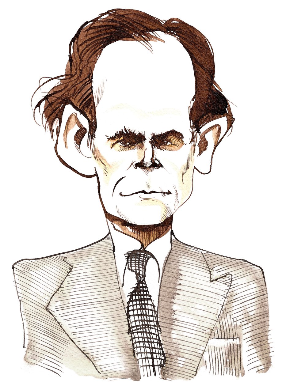 Humphrey Searle (compositor inglês, 1915-82) caricatura de tinta de Neale Osborne