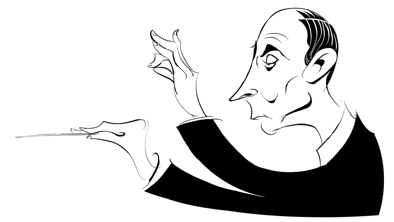Igor Markevich - caricatura em preto e branco de Neale Osborne