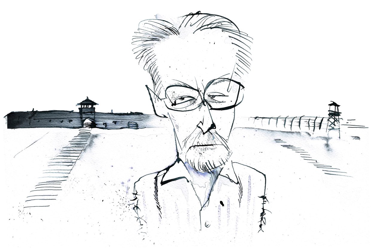 O escritor, poeta e químico italiano Primo Levi (1919-1987); caricatura de Neale Osborne