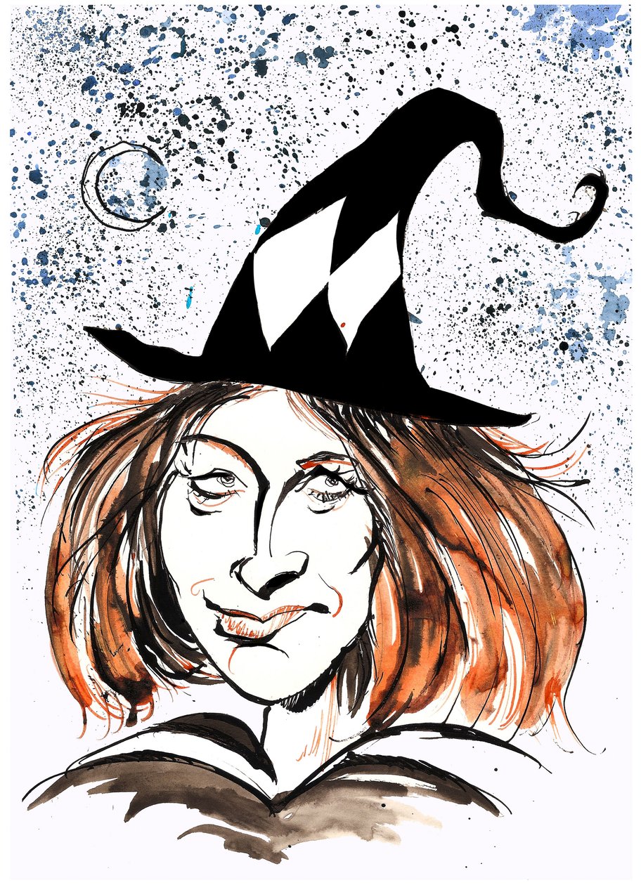 JK Rowling - caricatura como bruxa de Neale Osborne