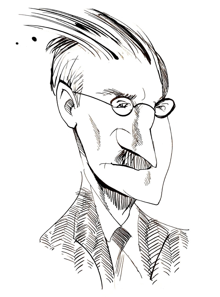 James Joyce - caricatura do escritor irlandês (1882-1941) de Neale Osborne