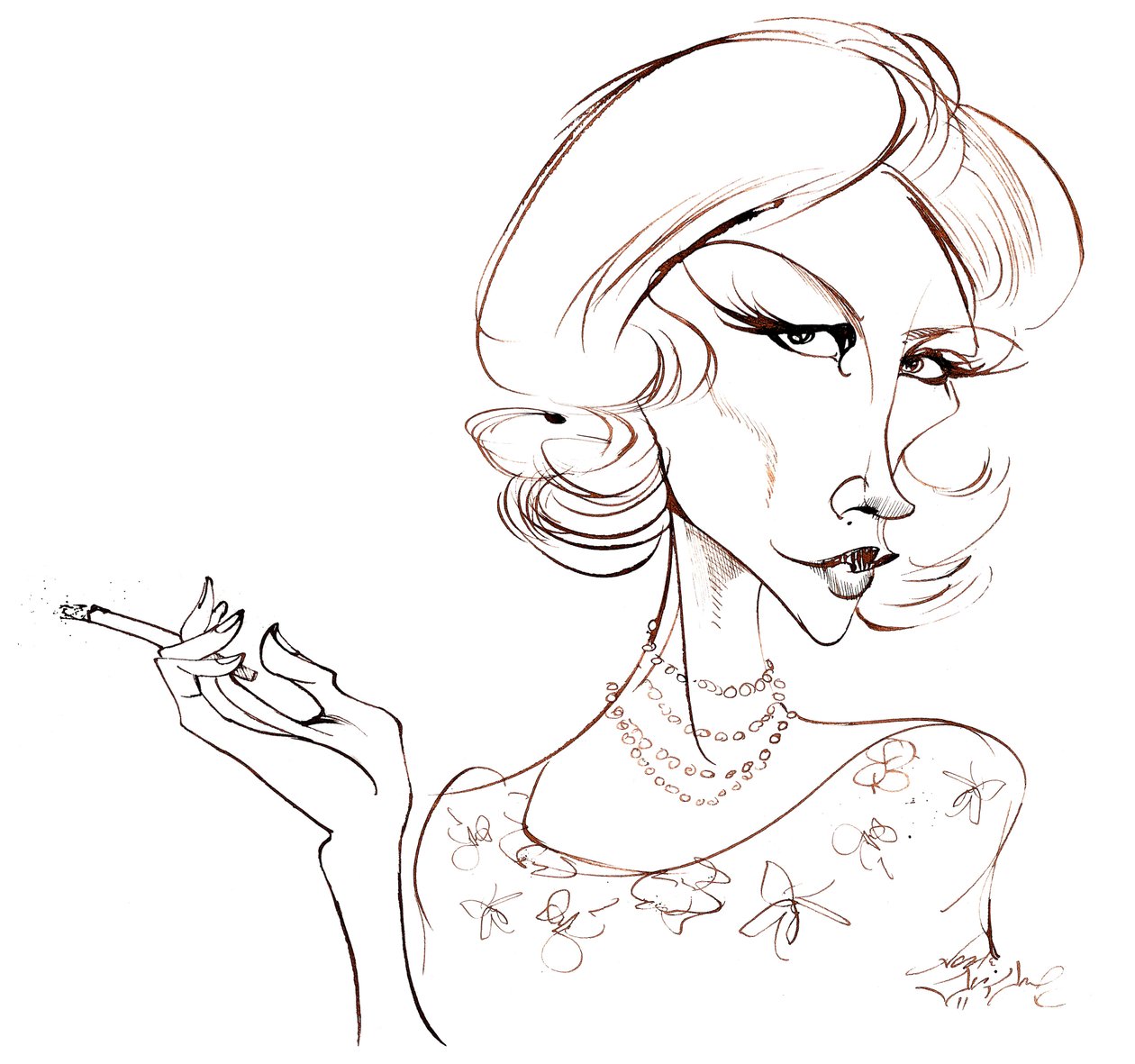 January Jones - caricatura da atriz americana, nascida em 1978 de Neale Osborne