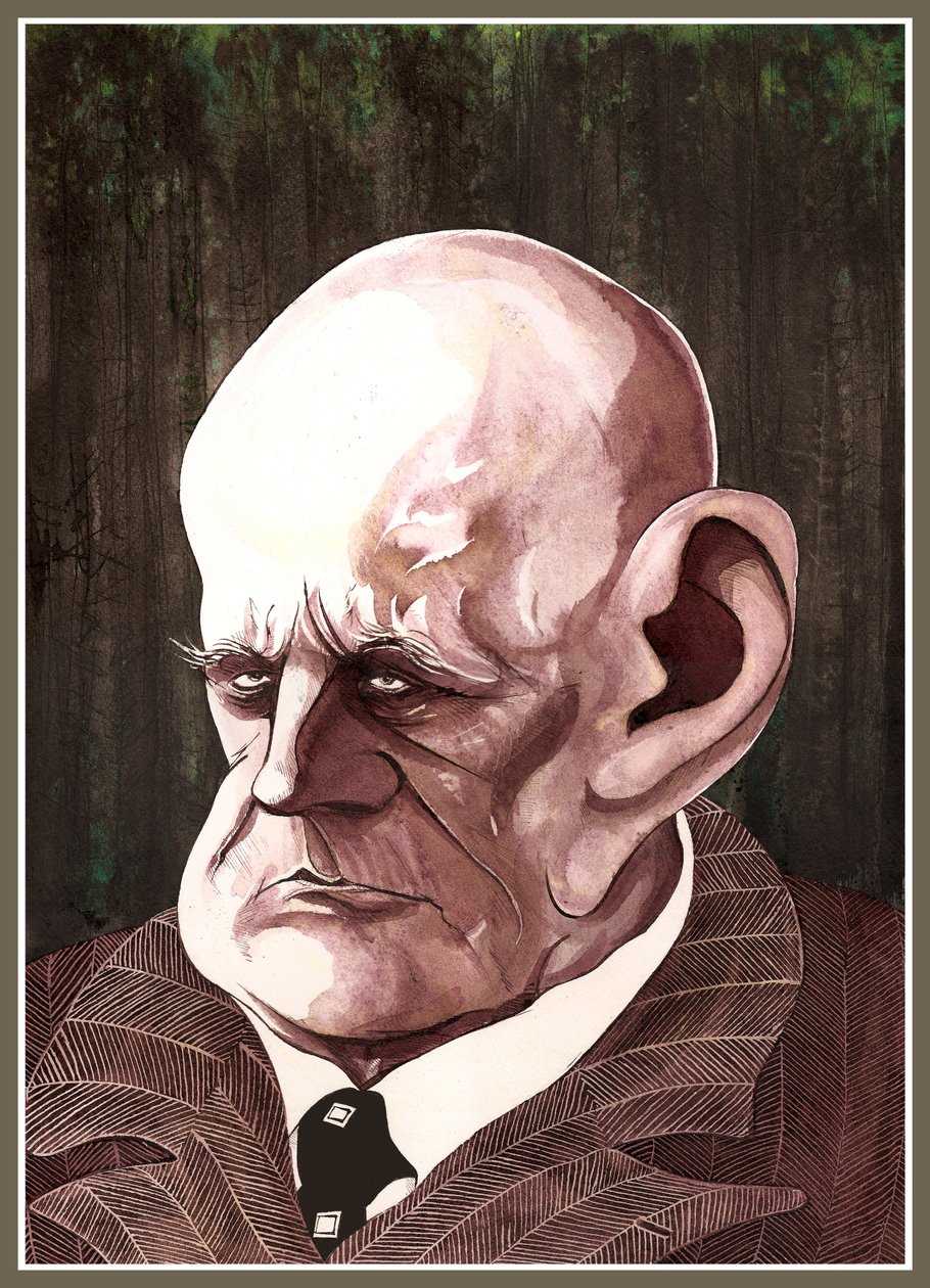 Jean Sibelius, compositor finlandês (1865-1957), caricatura a cores, 2003 de Neale Osborne de Neale Osborne