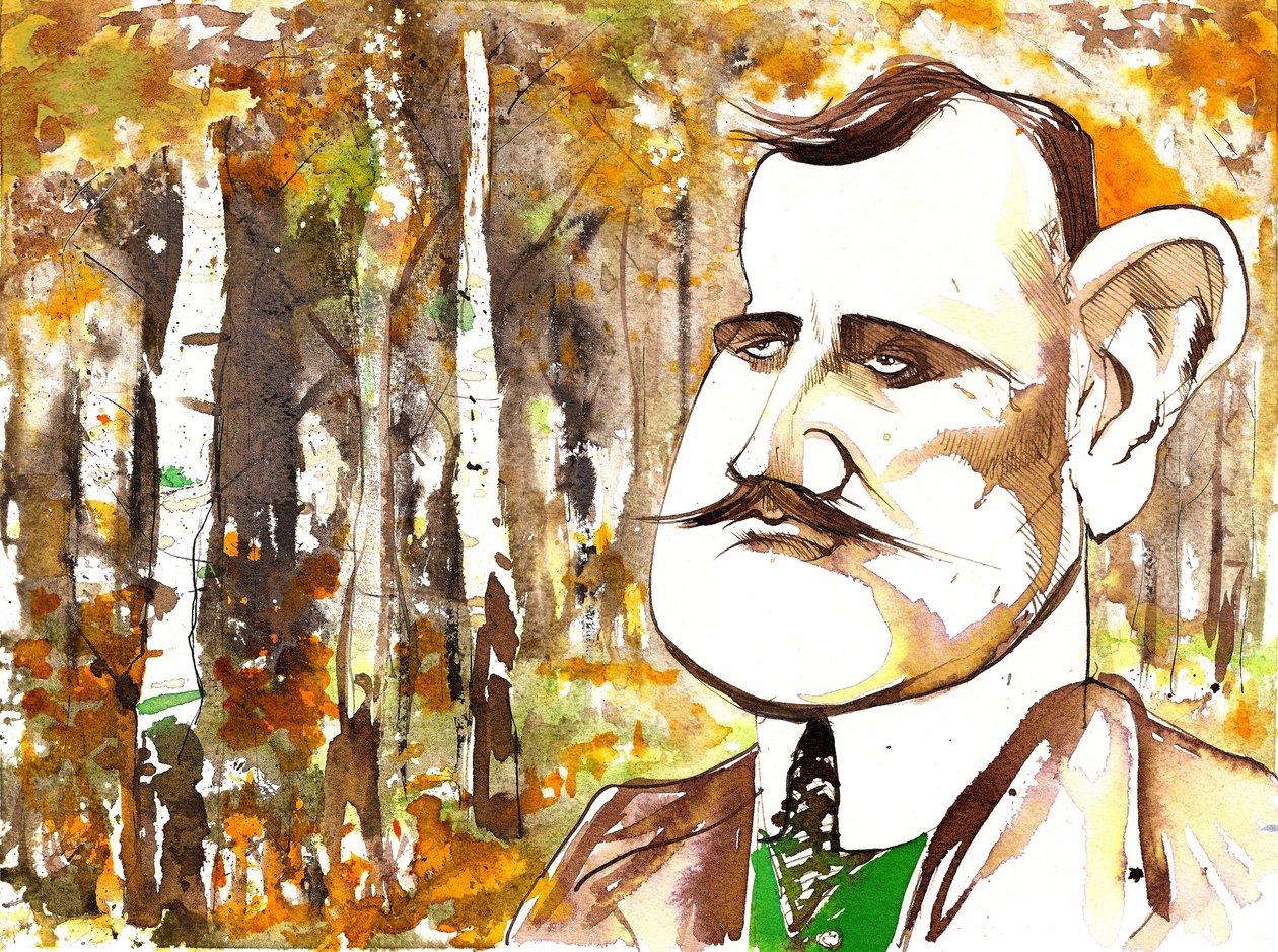 Jean Sibelius, caricaturada como um homem mais jovem de Neale Osborne