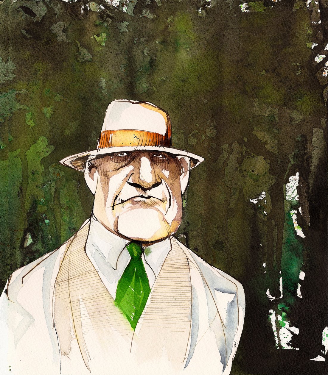 Jean Sibelius caricaturada como um homem mais velho de Neale Osborne