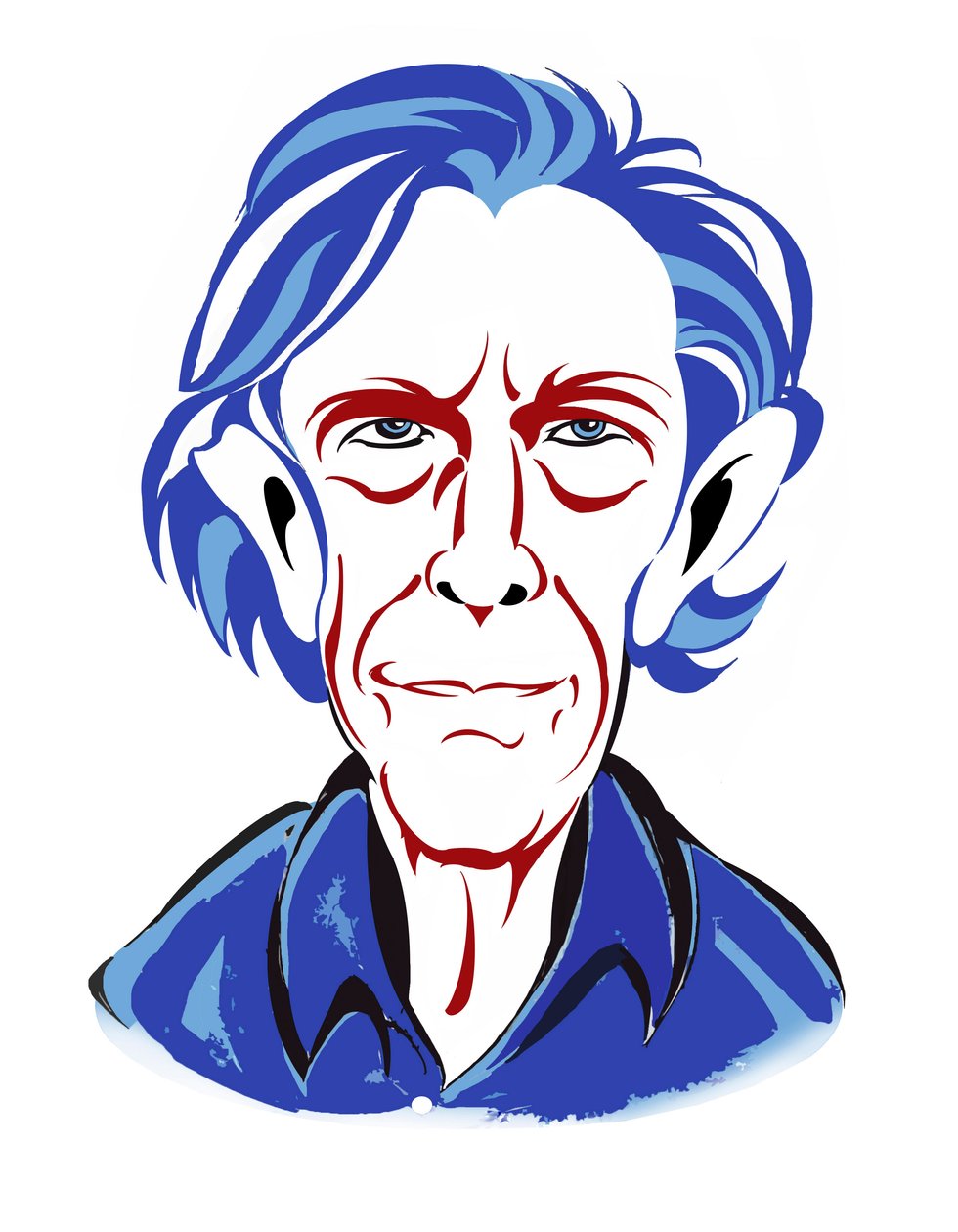 John Cage - caricatura de cores de Neale Osborne