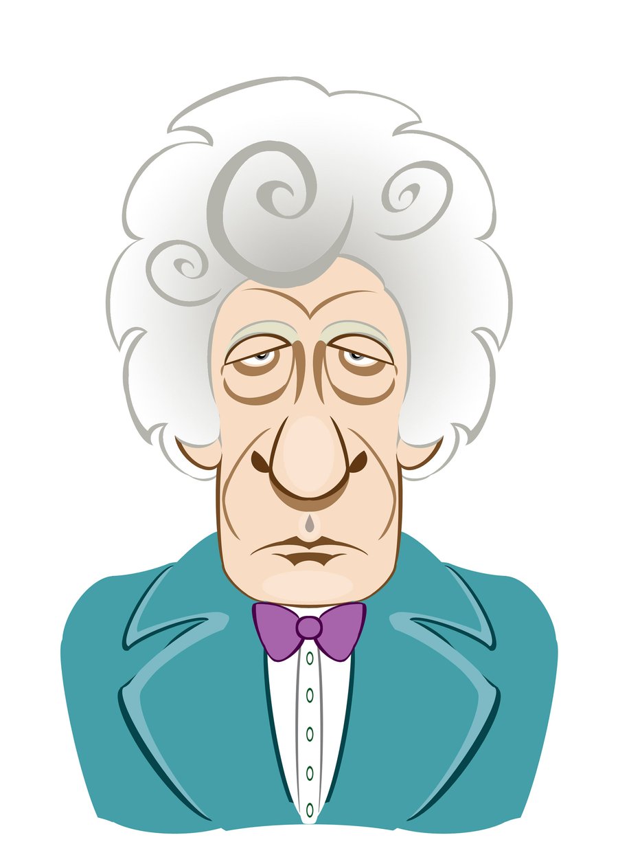 Jon Pertwee como Doctor Who - caricatura de Neale Osborne