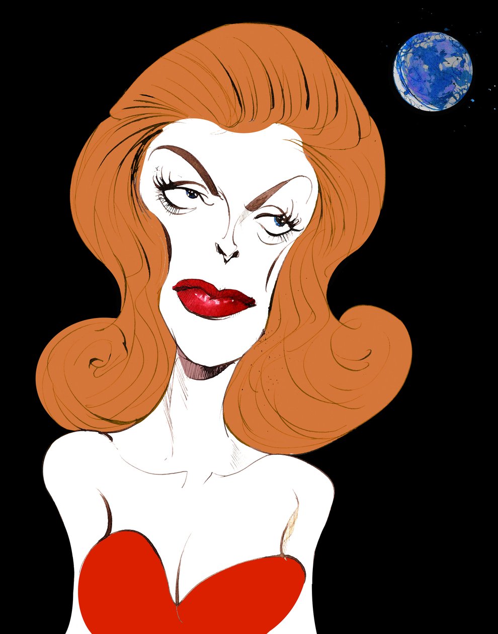 Julie London Cantora e atriz americana (1926-2000); caricatura de cores, 2015 de Neale Osborne