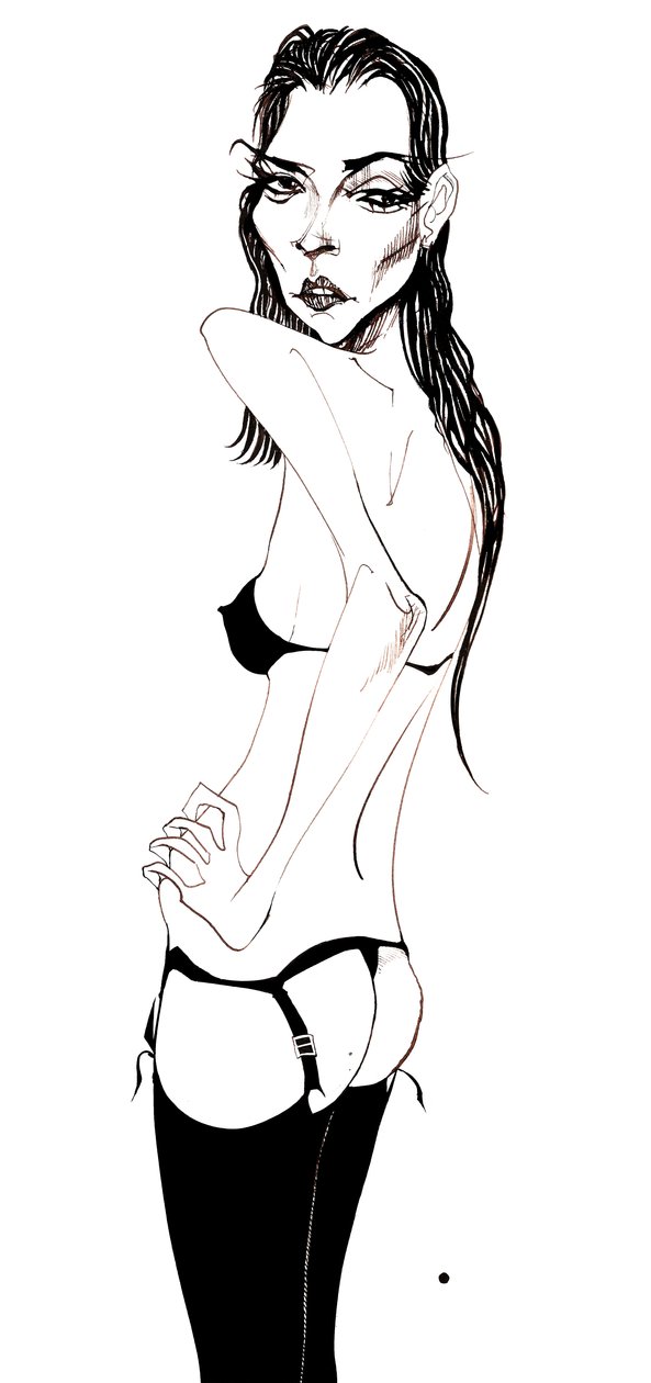 Kate Moss - caricatura da moda inglesa, nascida em 1974 de Neale Osborne