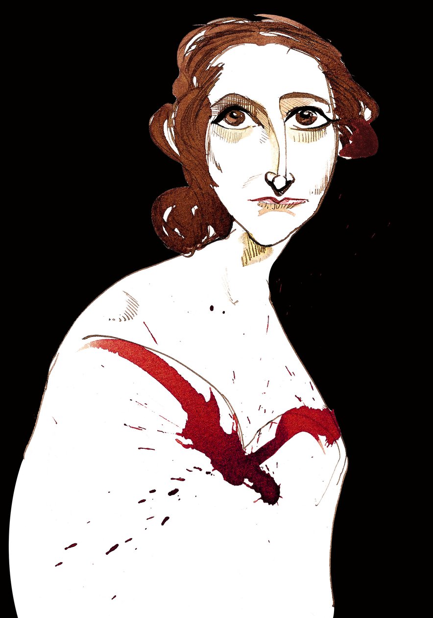 Mary Wollstonecraft Shelley - caricatura a cores de Neale Osborne