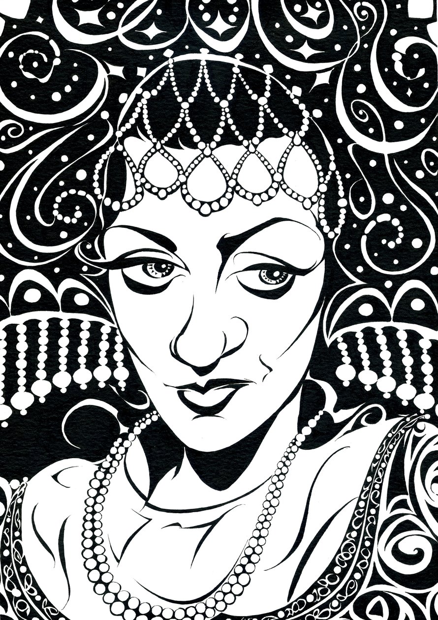 Olga Borodina - caricatura do cantor de ópera russo (mezzo soprano) de Neale Osborne