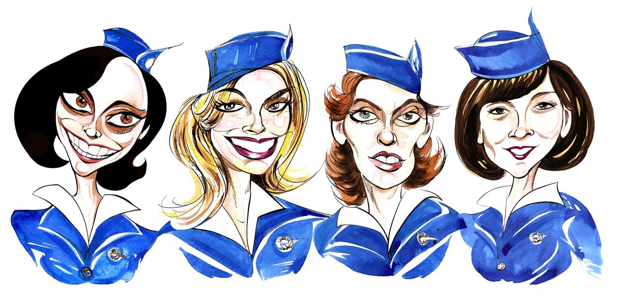 Pan Am - caricatura do elenco de programas de televisão de Neale Osborne