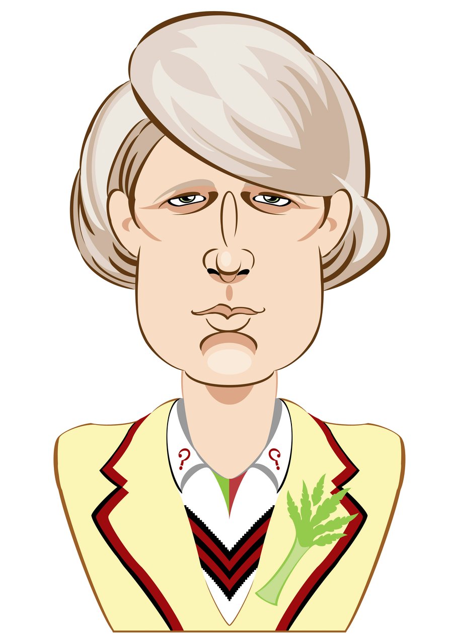 Peter Davison como Doctor Who - caricatura de Neale Osborne