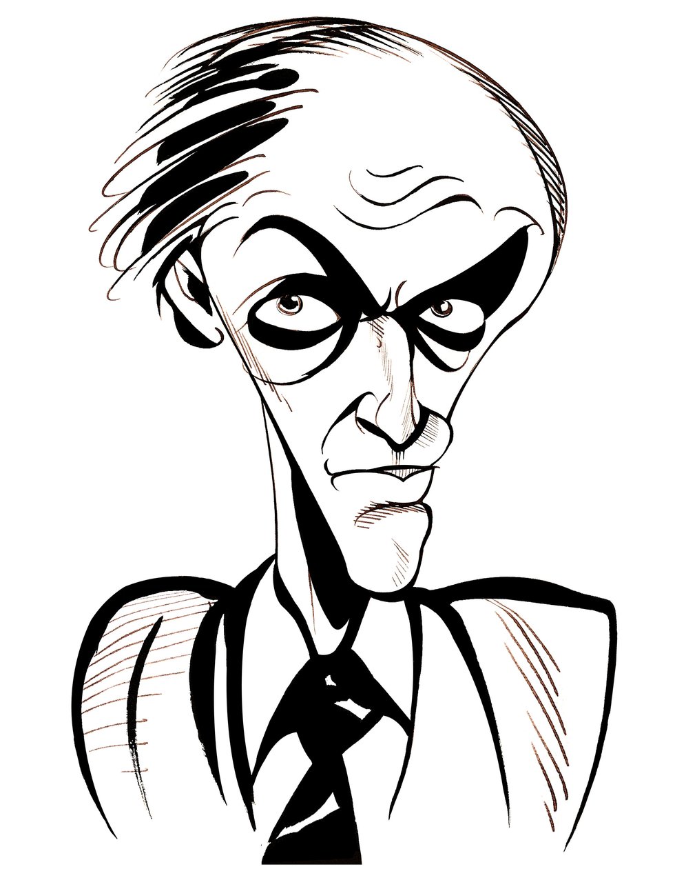 Roald Dahl - caricatura em preto e branco de Neale Osborne