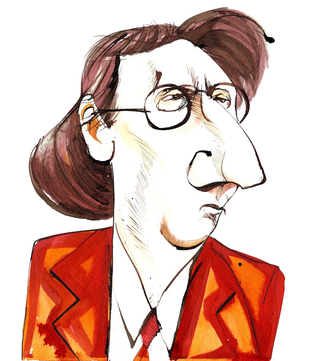 Rued Langgaard (1893 - 1952) compositor dinamarquês e organista, caricatura de Neale Osborne