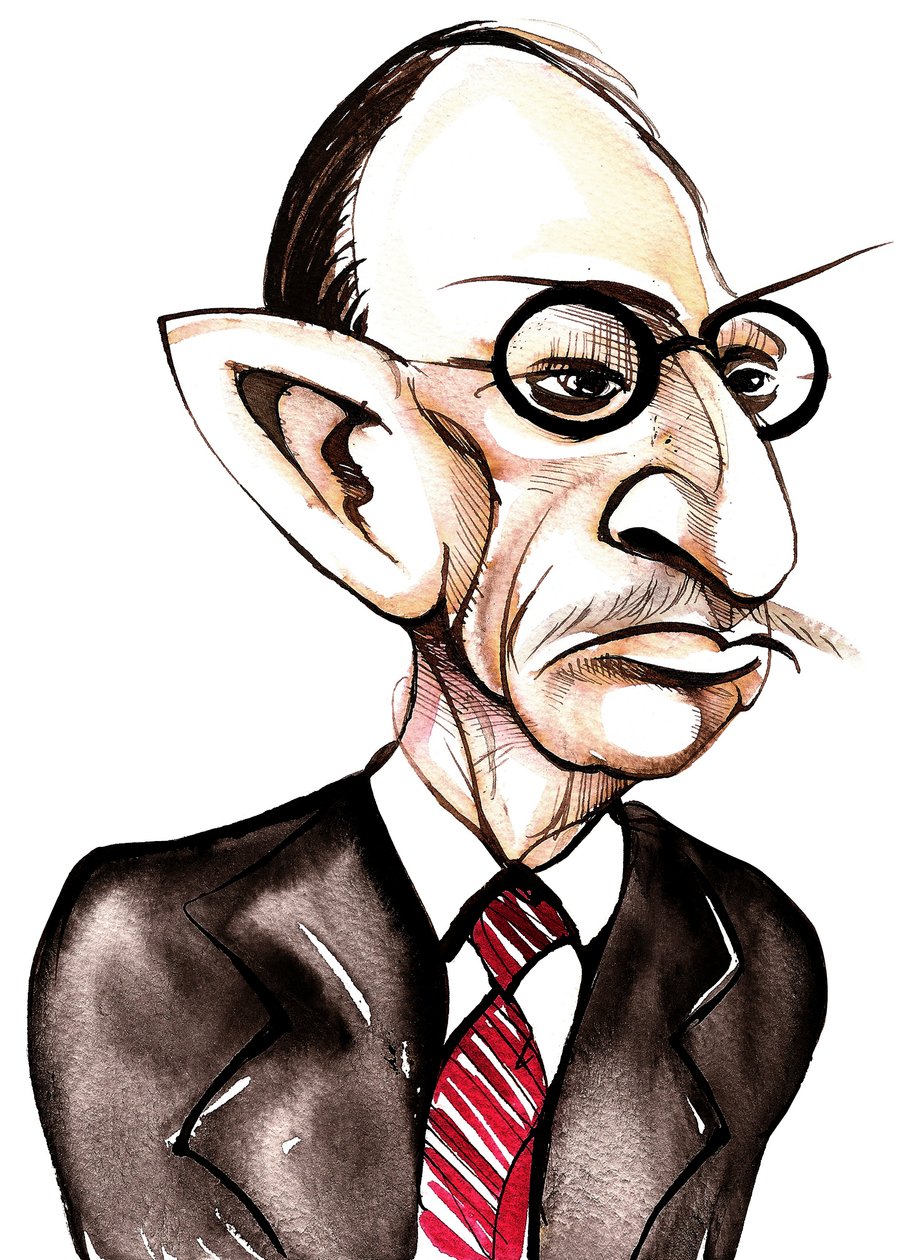 O compositor e maestro russo Igor Stravinsky (1882-1971); caricatura de Neale Osborne