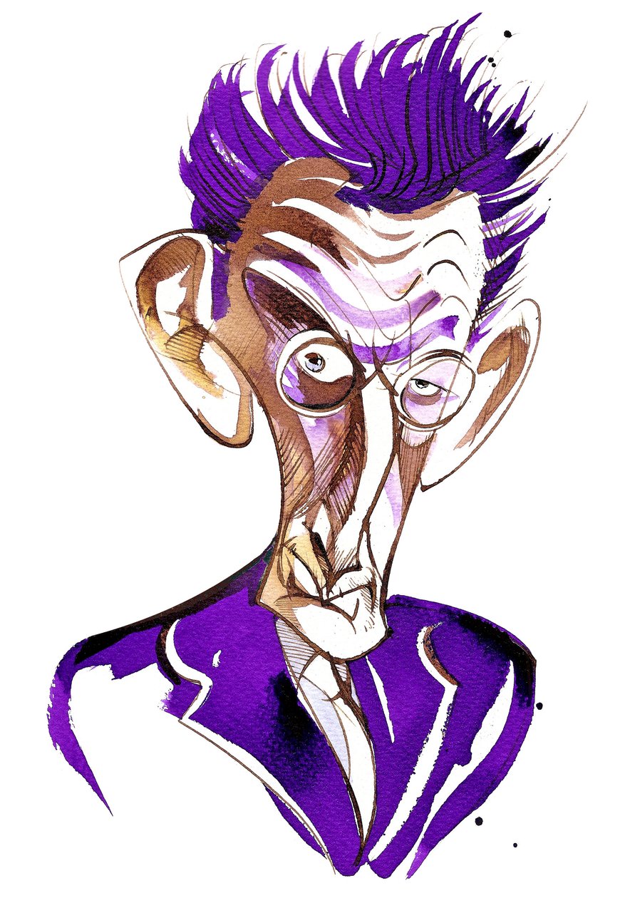 Samuel Beckett (escritor irlandês e dramaturgo, 1906-89) caricatura de cor de Neale Osborne