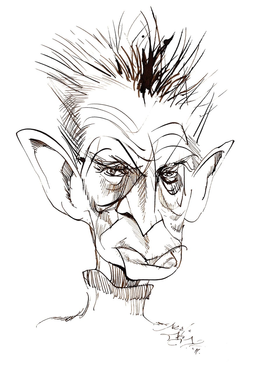 Samuel Beckett - caricatura do escritor e dramaturgo irlandês (1906-89) de Neale Osborne