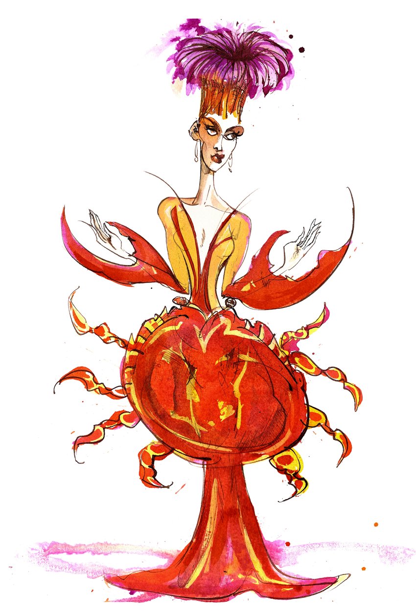Signs of the Zodiac: Câncer, usando vestido de caranguejo de Neale Osborne