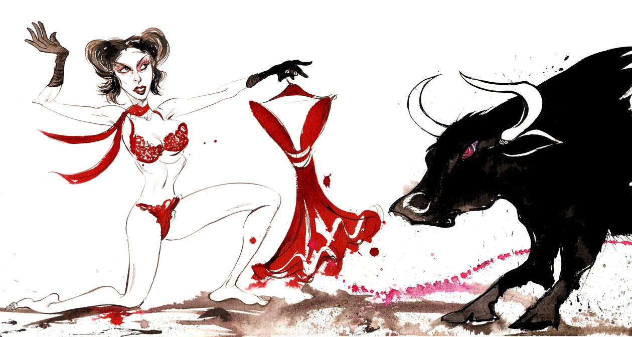 Signs of the Zodiac: Touro de uma série de caricaturas de moda, uma para cada signo do zodíaco de Neale Osborne