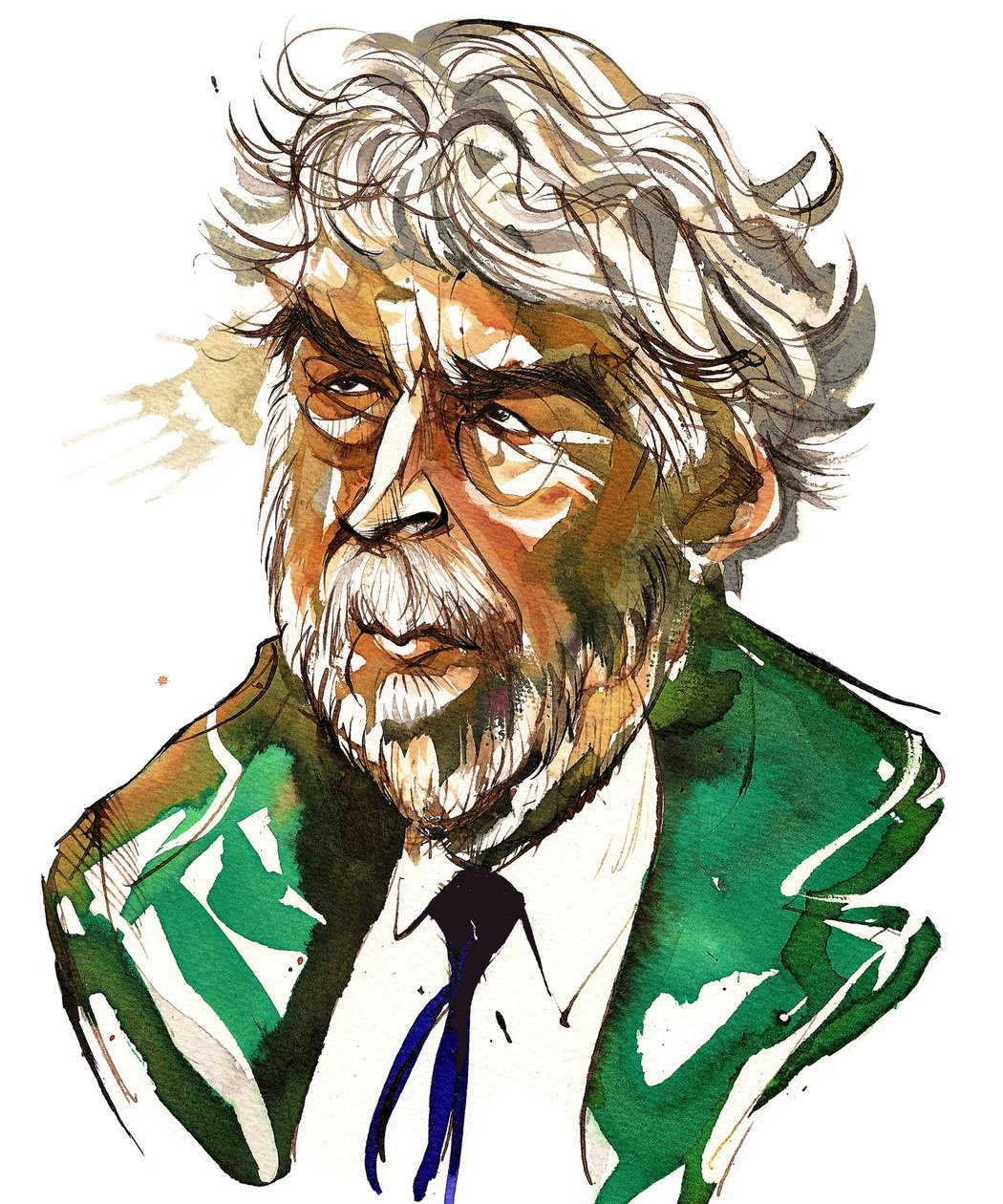 Sir Harrison Birtwistle - caricatura em cores de Neale Osborne