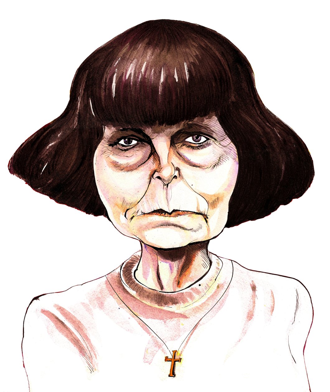 Sofia Gubaidulina, compositor russo caricatura de tinta de cor de Neale Osborne