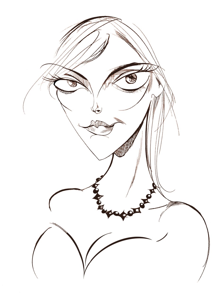 Sophie Dahl, autora e modelo inglesa, caricatura da linha sépia, 2008 de Neale Osborne de Neale Osborne