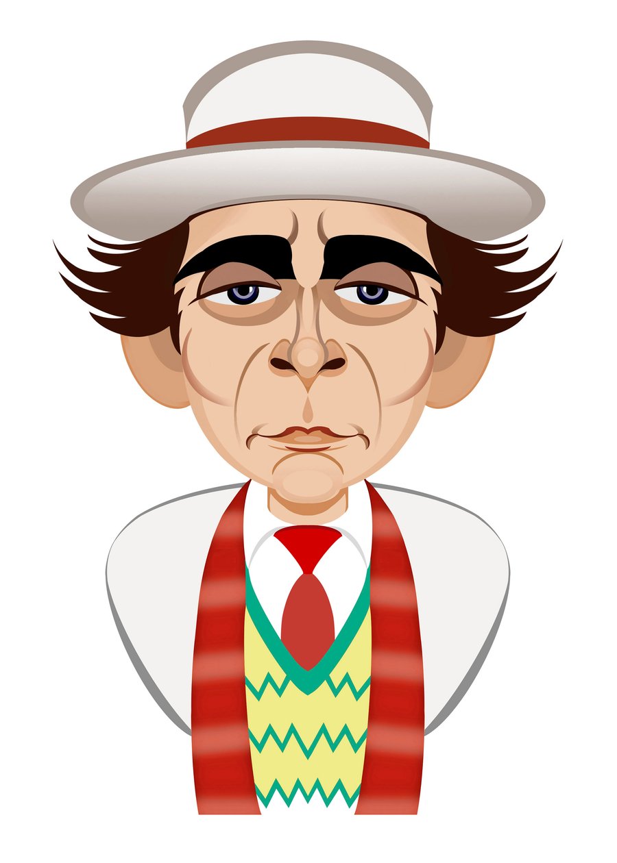 Sylvester McCoy como Doctor Who - caricatura de Neale Osborne